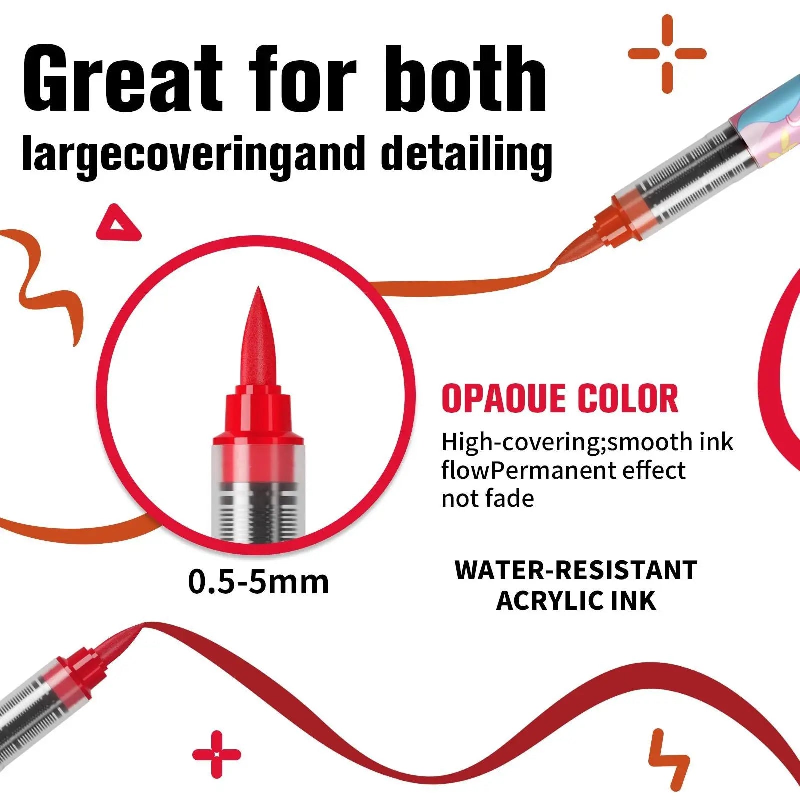 12/24/36 Colors Flysea Liquid Soft Tip Acrylic Markers, Opaque Blendable Brush Paint Pens, Ideal for Art, Graffiti & DIY Craft Painting, Art Supplies