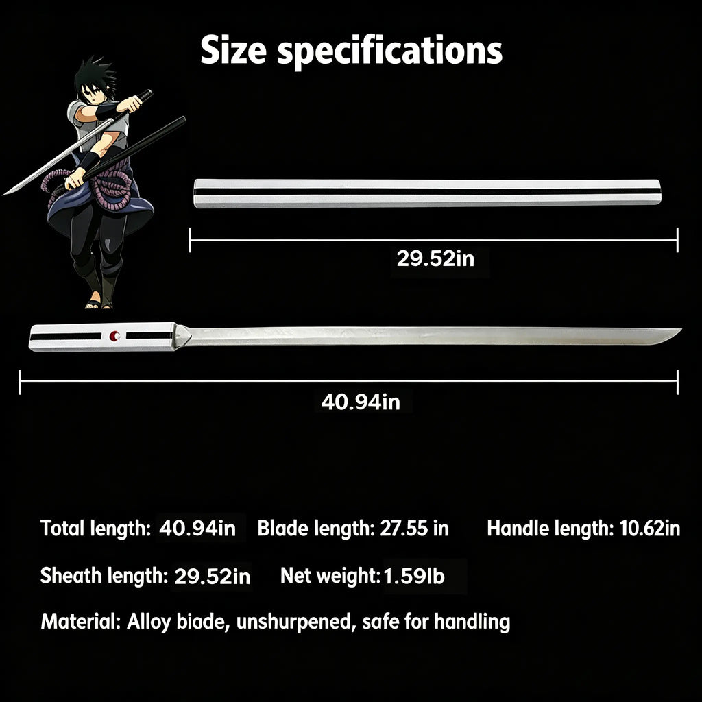 Sasuke Uchiha Naruto Kusanagi Themed Costume Accessory Set, White Decor Body with Uchiha Clan Logo, Black Long Ornament, for Convention Shooting, Home Display & Anime Fan Collection