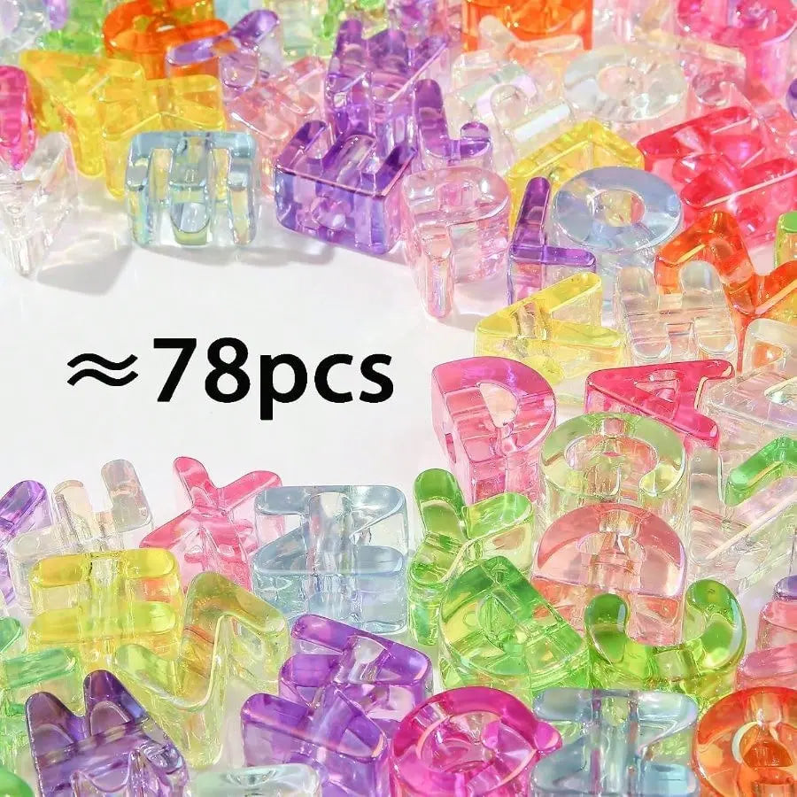 78Pcs Large Letter Beads Big Chunky Letter Bead A-Z Acrylic Alphabet Bubble Beads for Paracord Bead Bag Charm Keychains Crafts Education Leaning(Ab