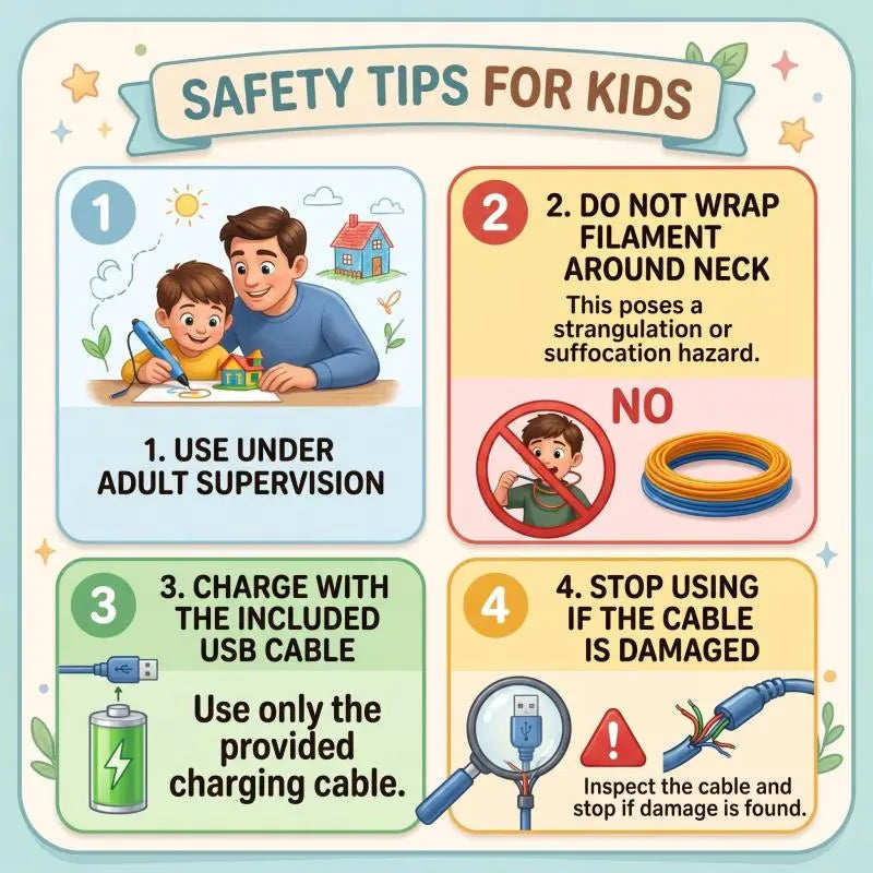 Kid-Friendly 3D Pen for Beginners - Easy-To-Use Rechargeable Handheld Art Tool, Handmade Gifts for Family Time, Includes Premium PLA Filament Material, Templates & Step-By-Step Guide Art Toy Printed Pen Stem Pen 3D Printer Pen for Kids Wireless 3D Printin