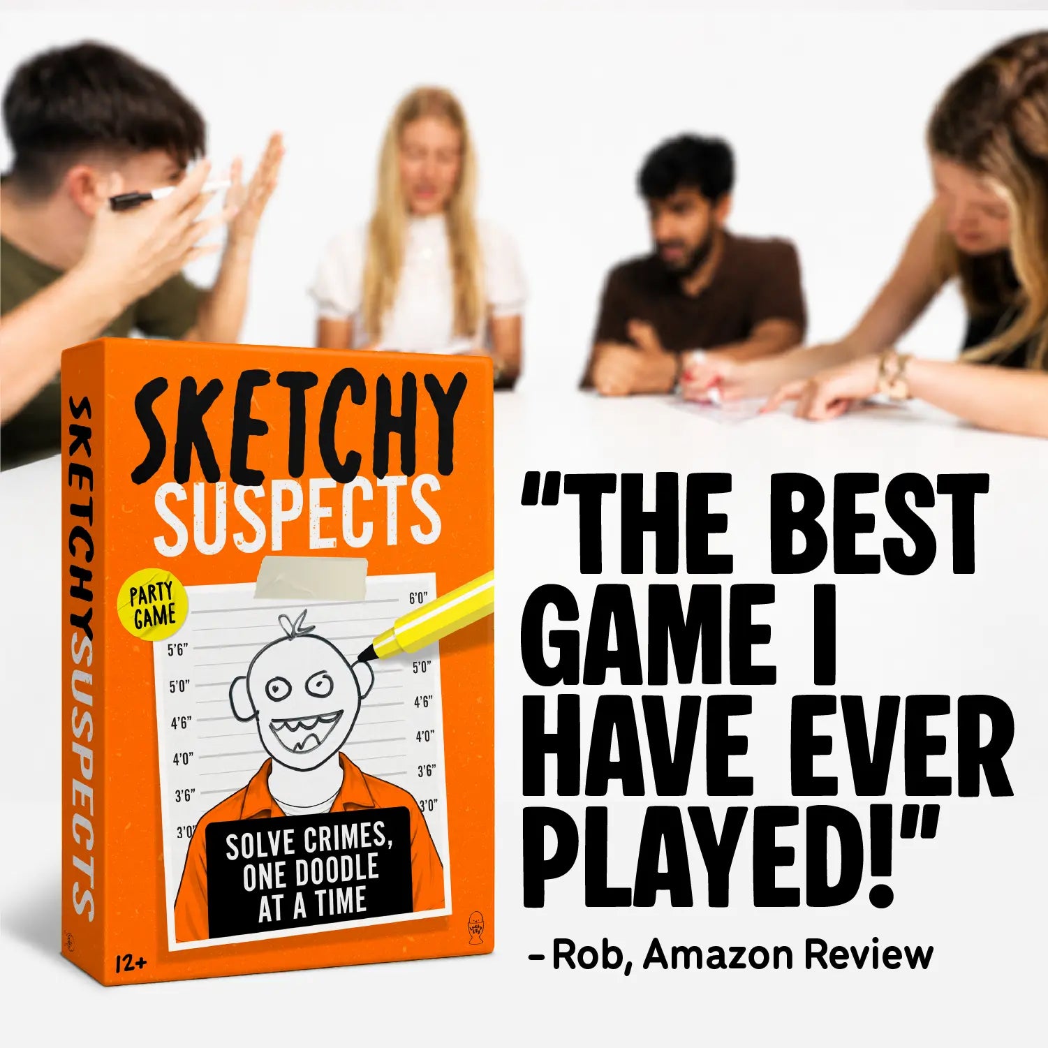Sketchy Suspects – the Hilarious Police Sketch Party Game - Draw Criminals from Terrible Descriptions - Ages 12+ - 2+ Players - by the Creators of Grab the Mic & Sorry What