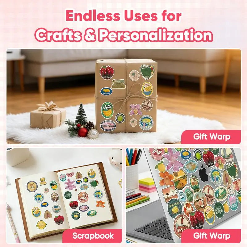 Sticker Book with over 1300 Assorted Stickers and 50 Sheets with Fun/Colorful/Aesthetic Pack for Scrapbooking Planners or Journals
