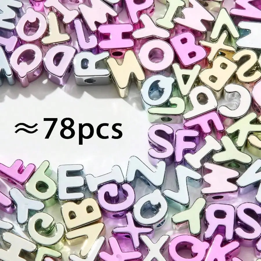 78Pcs Large Letter Beads Big Chunky Letter Bead A-Z Acrylic Alphabet Bubble Beads for Paracord Bead Bag Charm Keychains Crafts Education Leaning(Ab