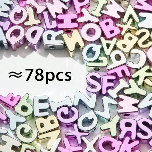 78Pcs Large Letter Beads Big Chunky Letter Bead A-Z Acrylic Alphabet Bubble Beads for Paracord Bead Bag Charm Keychains Crafts Education Leaning(Ab