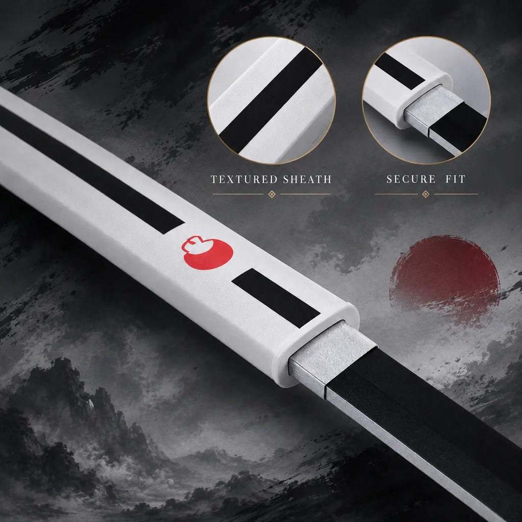Sasuke Uchiha Naruto Kusanagi Themed Costume Accessory Set, White Decor Body with Uchiha Clan Logo, Black Long Ornament, for Convention Shooting, Home Display & Anime Fan Collection